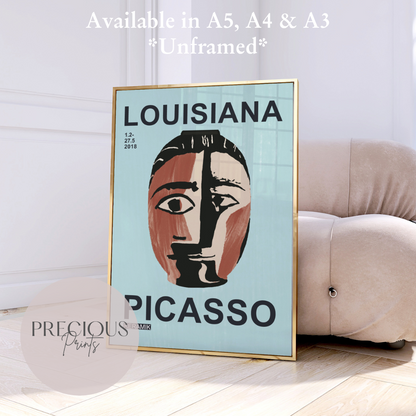 Picasso Ceramic Exhibition Poster | Minimalist Tribal Mask Artwork | Louisiana