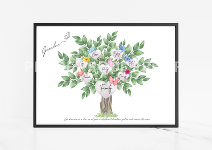 Personalised Family Tree / Mothers Day / Grandma's Day / Family Print A5 A4 A3