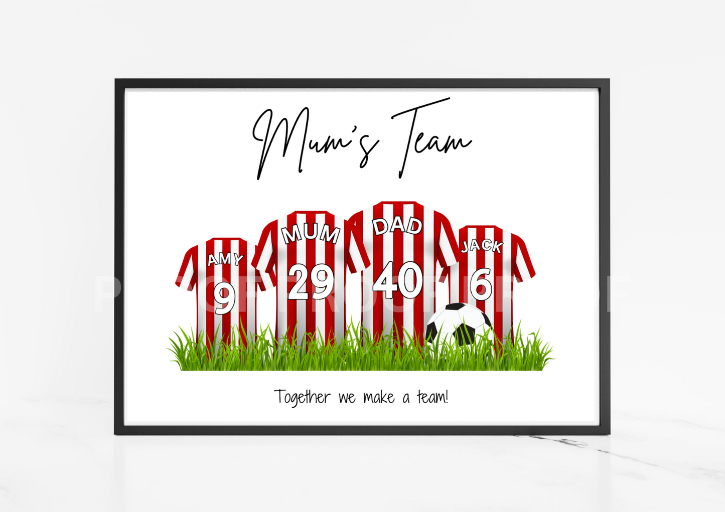 Personalised Football Family Print / Brentford FC Family Print A5 A4 A3