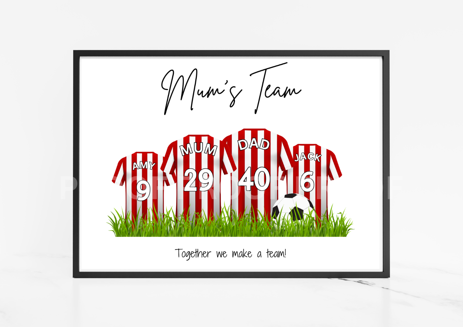 Personalised Football Family Print / Brentford FC Family Print A5 A4 A3