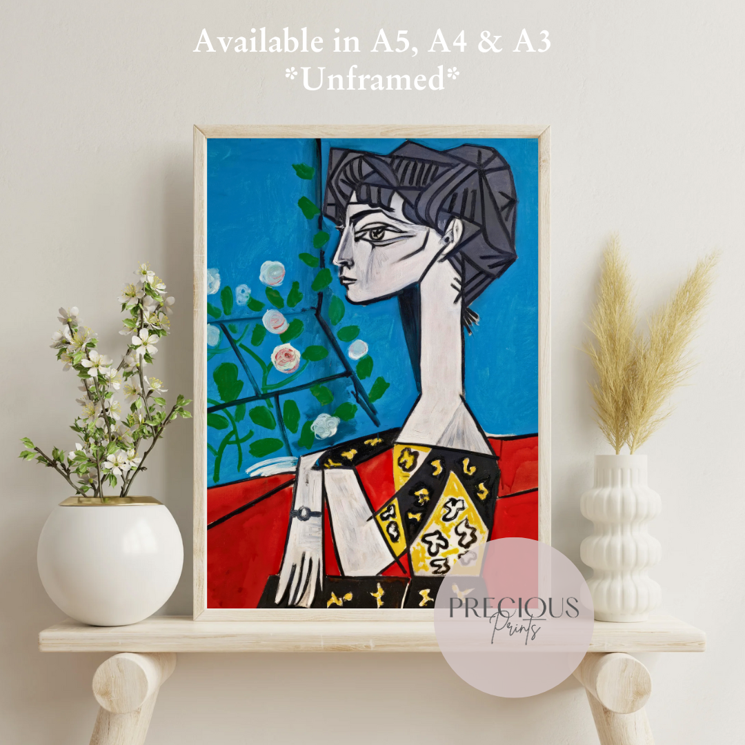Picasso Jacqueline with Flowers Print / Vintage Gallery Wall Art / High Gloss