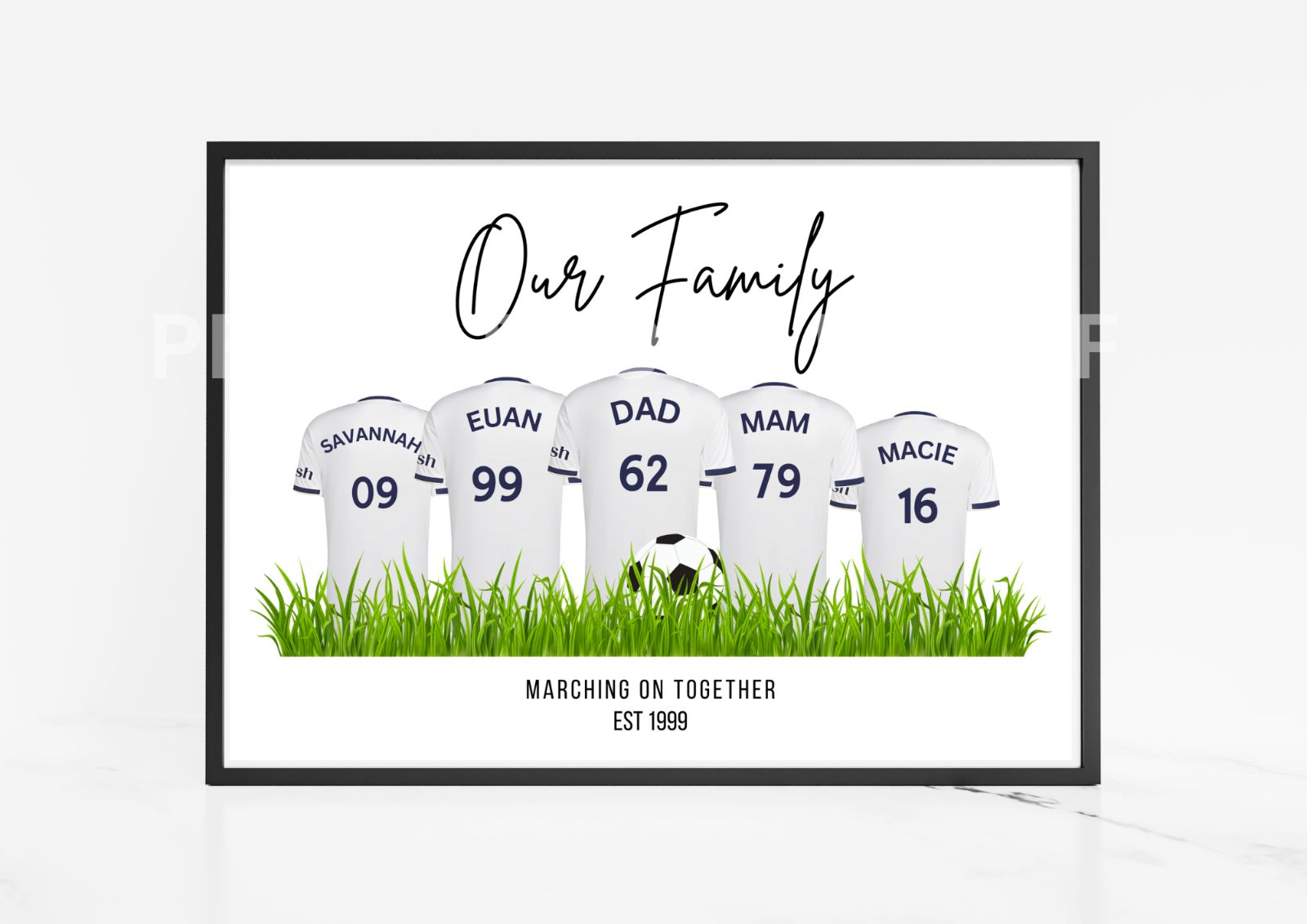Personalised Football Family Print / Leeds United Print LUFC Print A5 A4 A3
