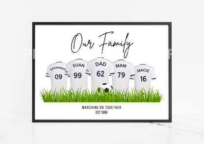 Personalised Football Family Print / Leeds United Print LUFC Print A5 A4 A3
