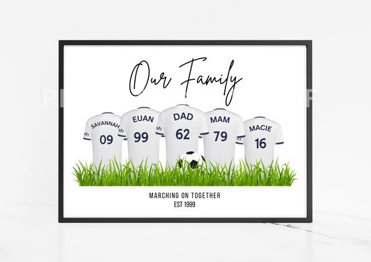 Personalised Football Family Print / Leeds United Print LUFC Print A5 A4 A3