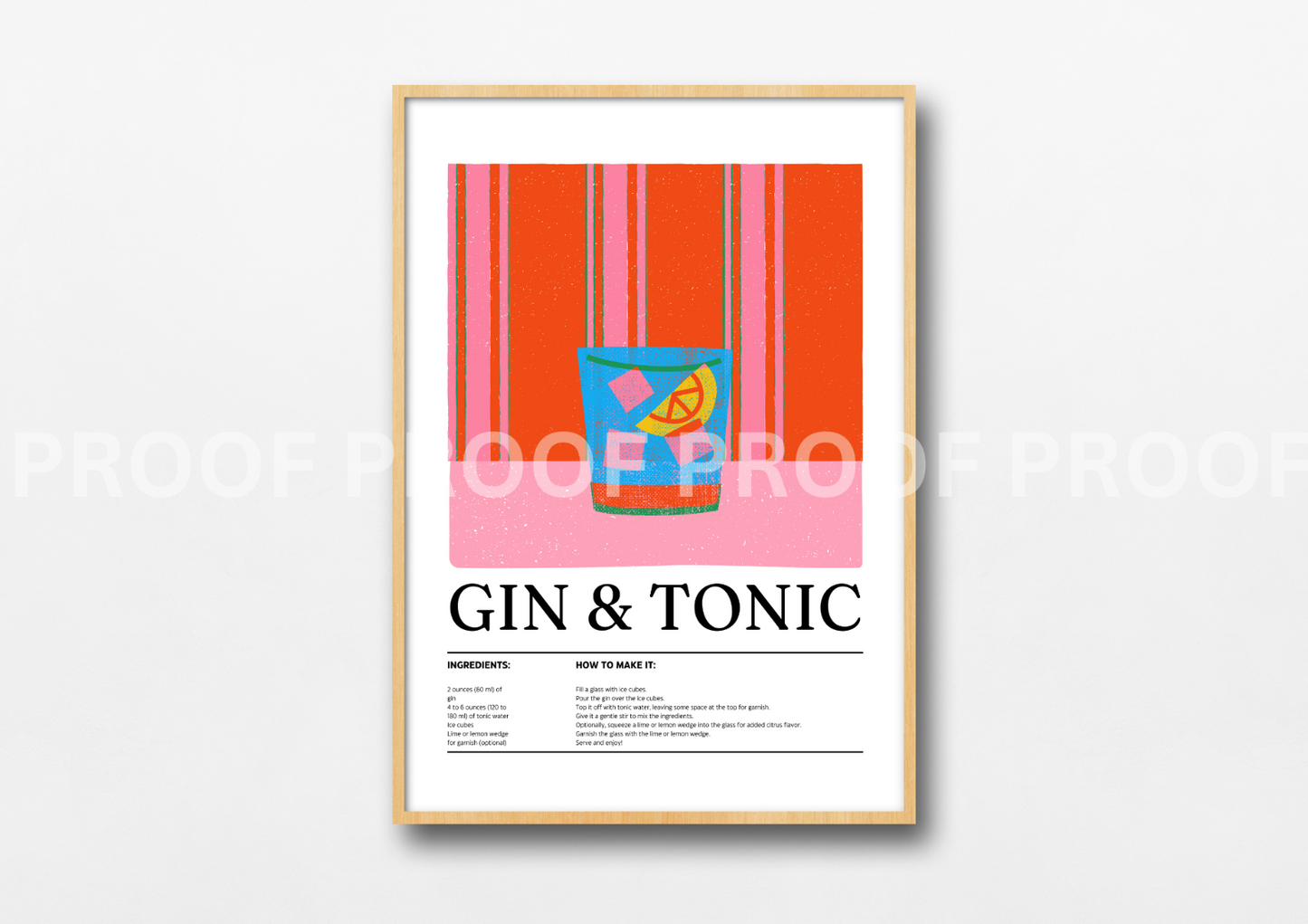 Colourful Cocktail Preppy Prints Poster / Vintage Retro Prints