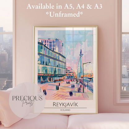 Iceland, Reykjavik Travel Print Poster / Vintage Wall Art / A5 A4 A3