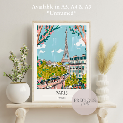 France Paris Print Poster- USA Travel Poster - Vintage Wall Art - Free Delivery