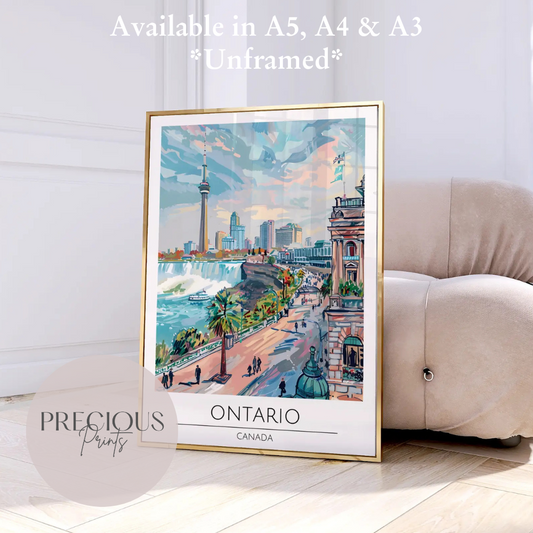 Canada - Ontario Travel Print Poster / Vintage Wall Art / A5 A4 A3
