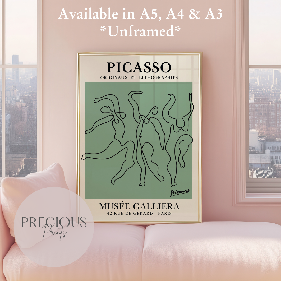 Pablo Picasso Three Dancers Print, Minimalist Modern Poster, Gallery Fine Art