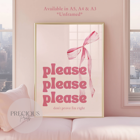 Please Please Sabrina Carpenter Lyric Print / Music Poster / A5 A4 A3 Unframed
