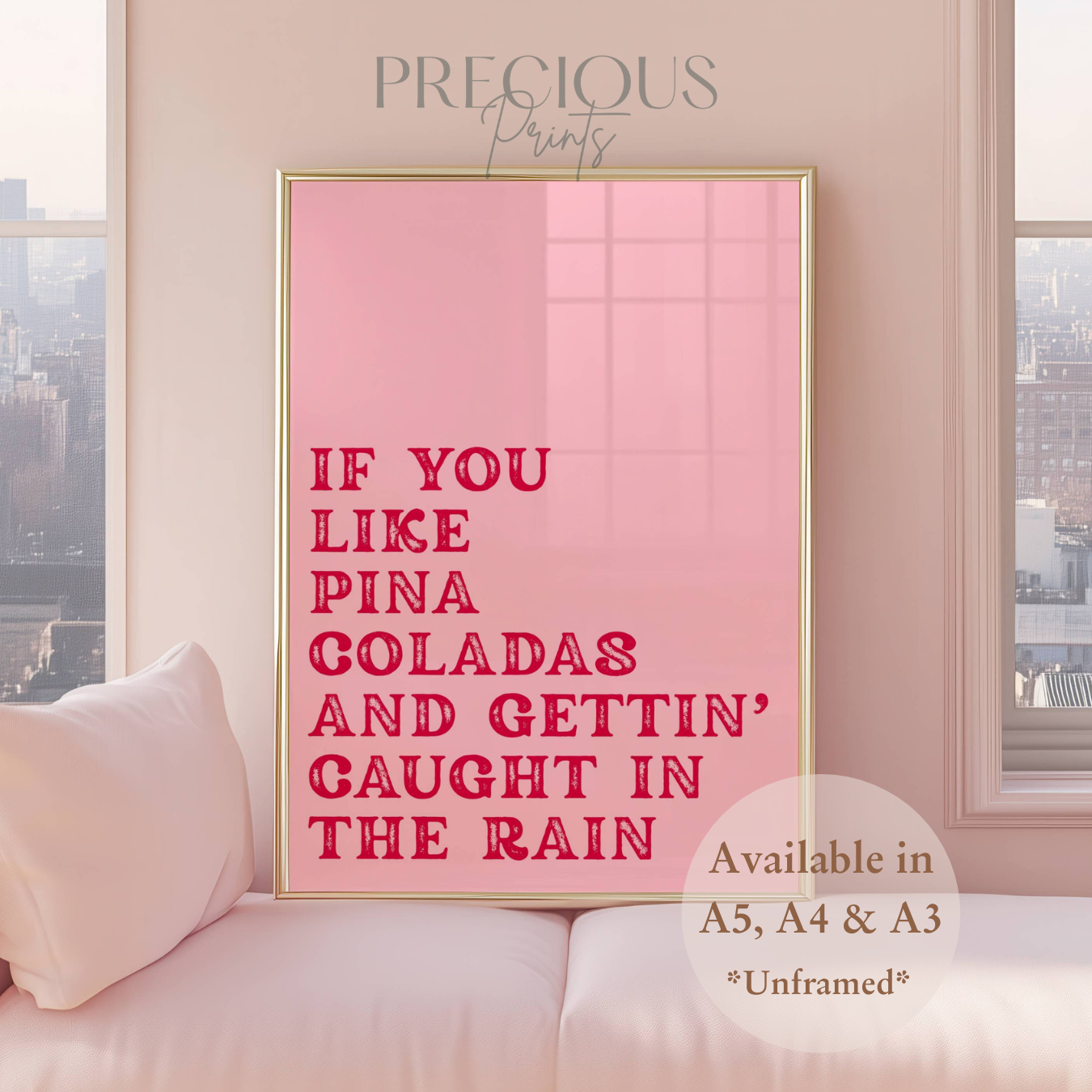 If You Like Pina Coladas Music Lyric Print / Music Poster / A5 A4 A3 Unframed