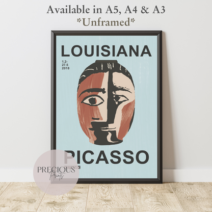 Picasso Ceramic Exhibition Poster | Minimalist Tribal Mask Artwork | Louisiana