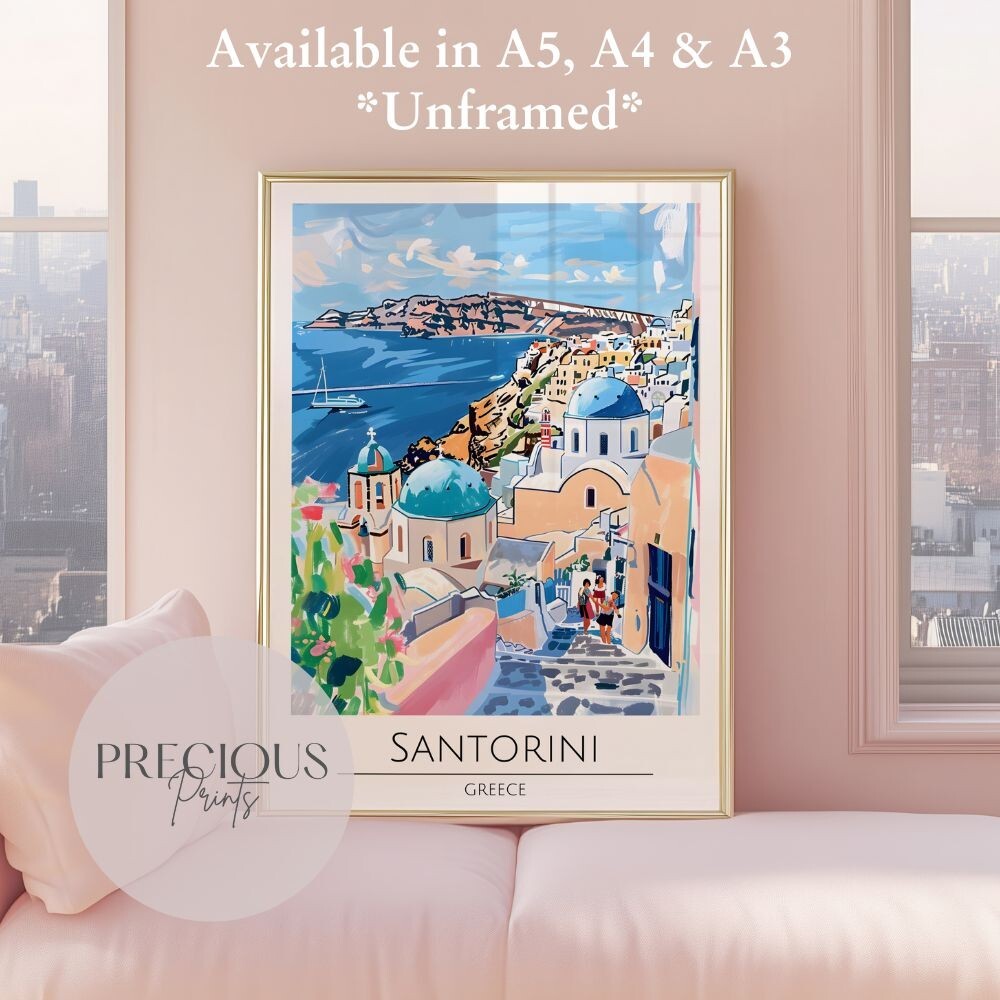 Greece - Santorini Tavel Print Poster- Travel Poster - Vintage Wall Art