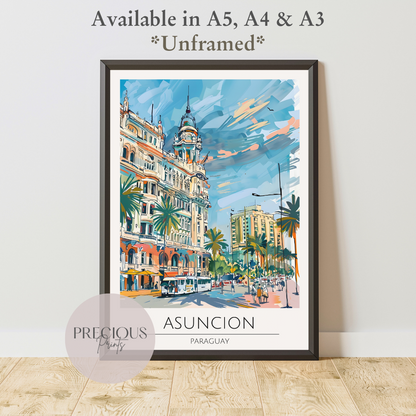 Paraguay, Asuncion Travel Print Poster / Vintage Wall Art / A5 A4 A3 / Unframed