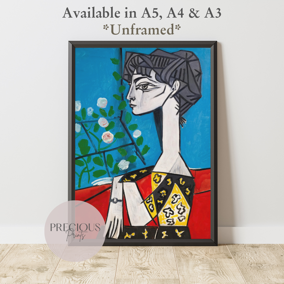 Picasso Jacqueline with Flowers Print / Vintage Gallery Wall Art / High Gloss