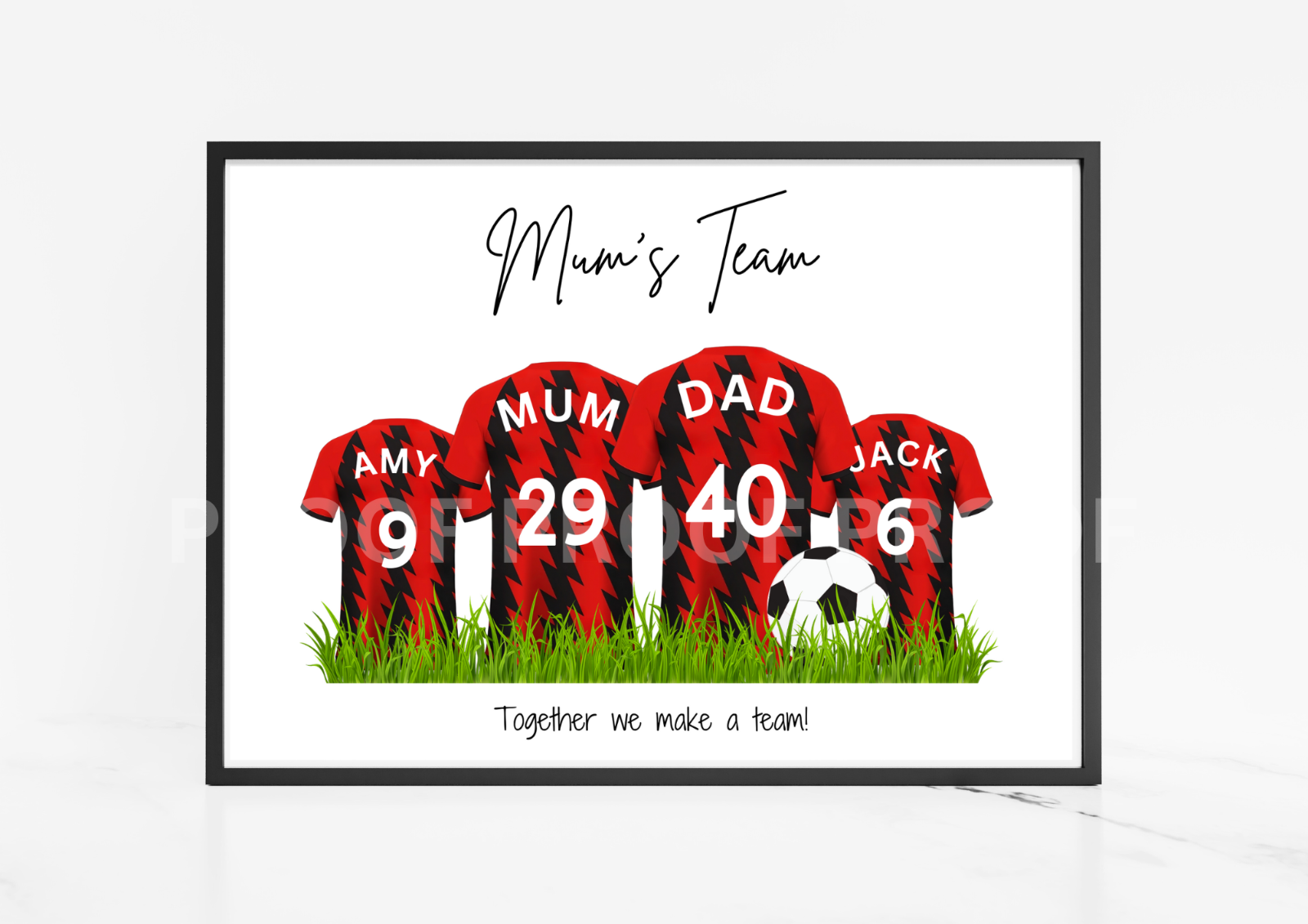Personalised Football Family Print / Bournemouth FC Family Print A5 A4 A3