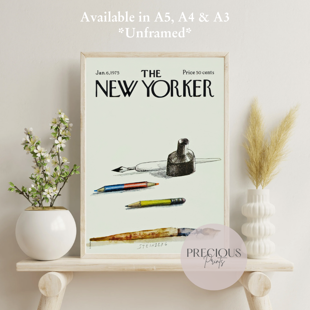 The New Yorker 6 January 1975 Print Vintage Wall Art Saul Steinberg