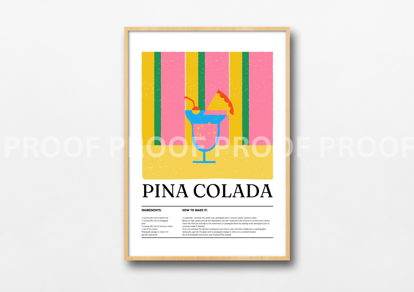 Colourful Cocktail Preppy Prints Poster / Vintage Retro Prints