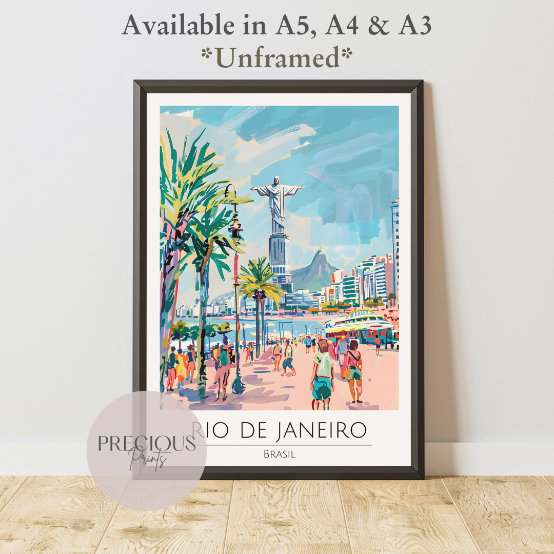 Brasil - Rio De Janeiro Travel Print Poster / Vintage Wall Art / Giclee A5 A4 A3