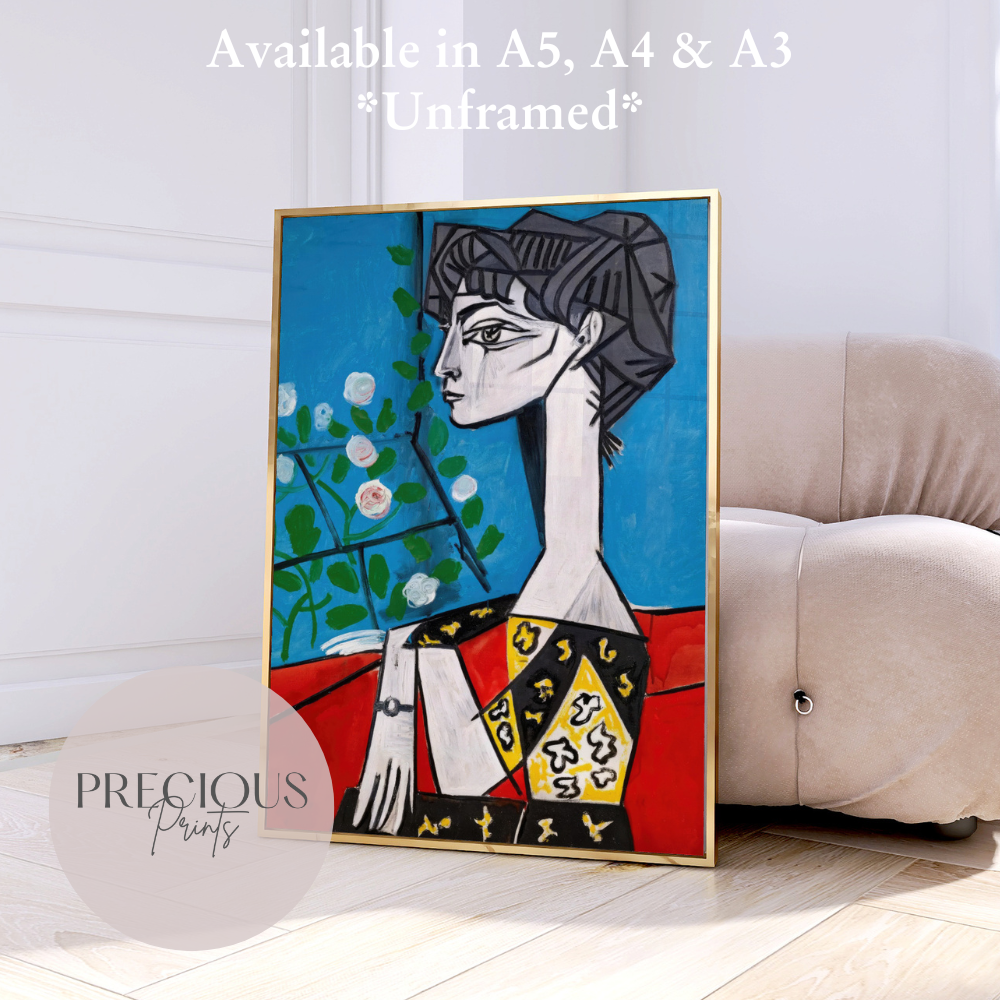 Picasso Jacqueline with Flowers Print / Vintage Gallery Wall Art / High Gloss
