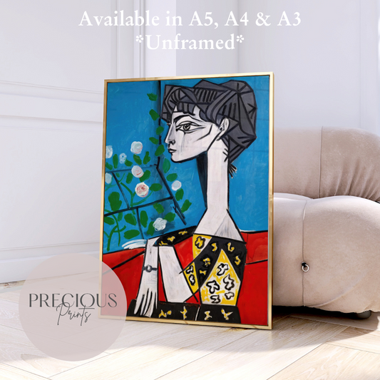 Picasso Jacqueline with Flowers Print / Vintage Gallery Wall Art / High Gloss
