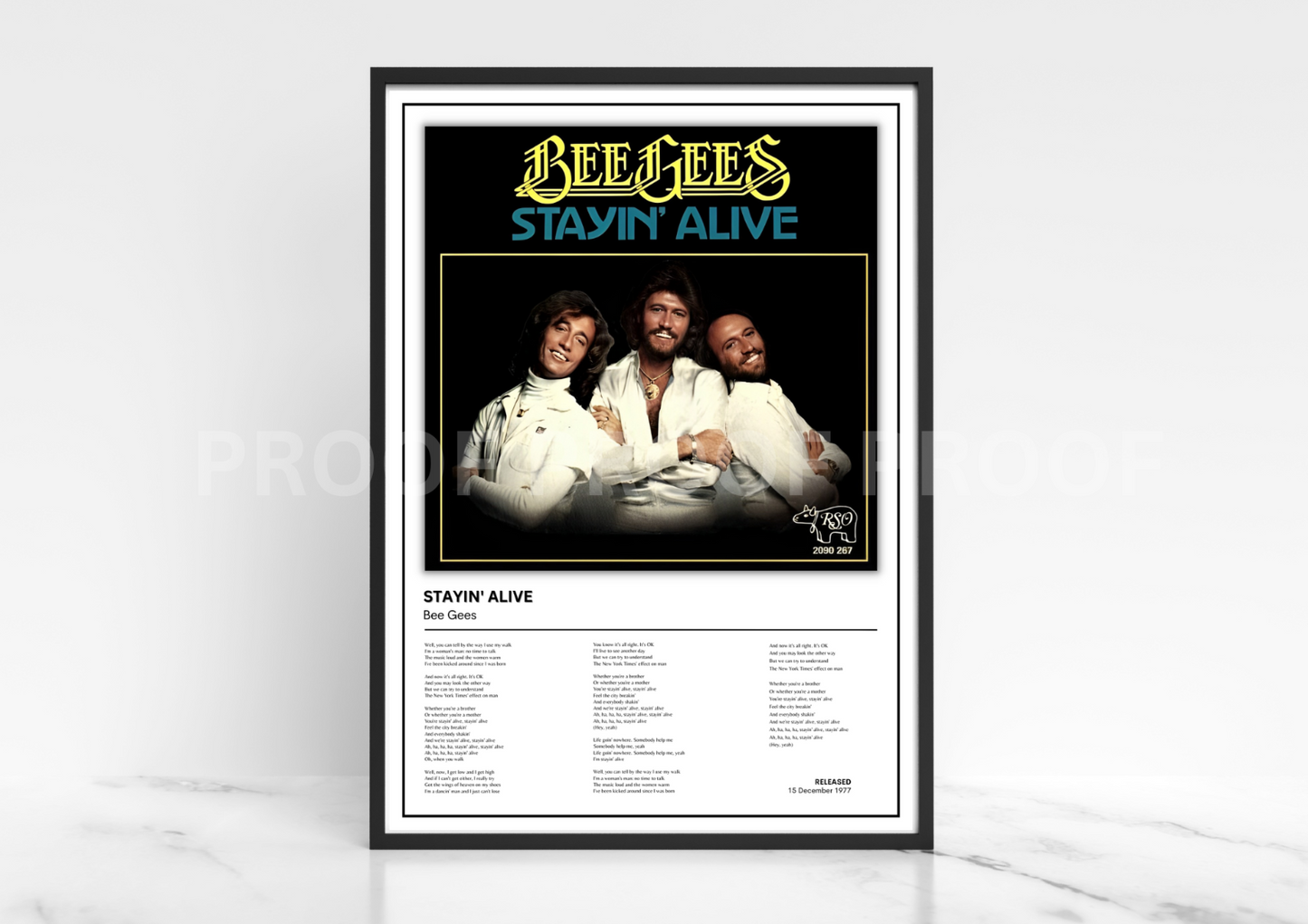 Bee Gee's Stayin' Alive Album Single Cover Poster / Music Gift / Christmas Gift