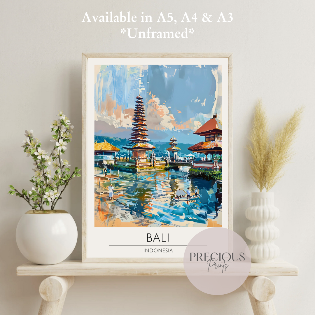 Indonesia, Bali Travel Print Poster / Vintage Wall Art / A5 A4 A3