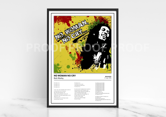 Bob Marley No Woman No Cry Album Single Cover Poster / Music Poster