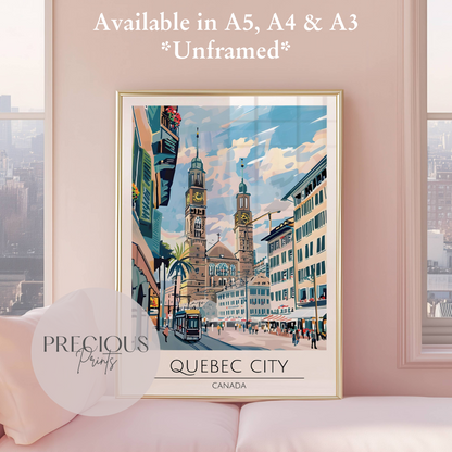 Canada, Quebec City Travel Print Poster / Vintage Wall Art / A5 A4 A3 / Unframed