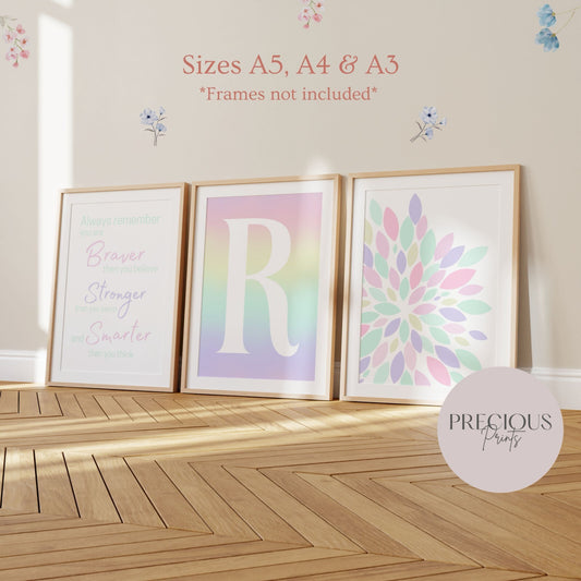 Set of 3 Personalised Affirmation print A5 A4 A3 Unframed Rainbow Ombre