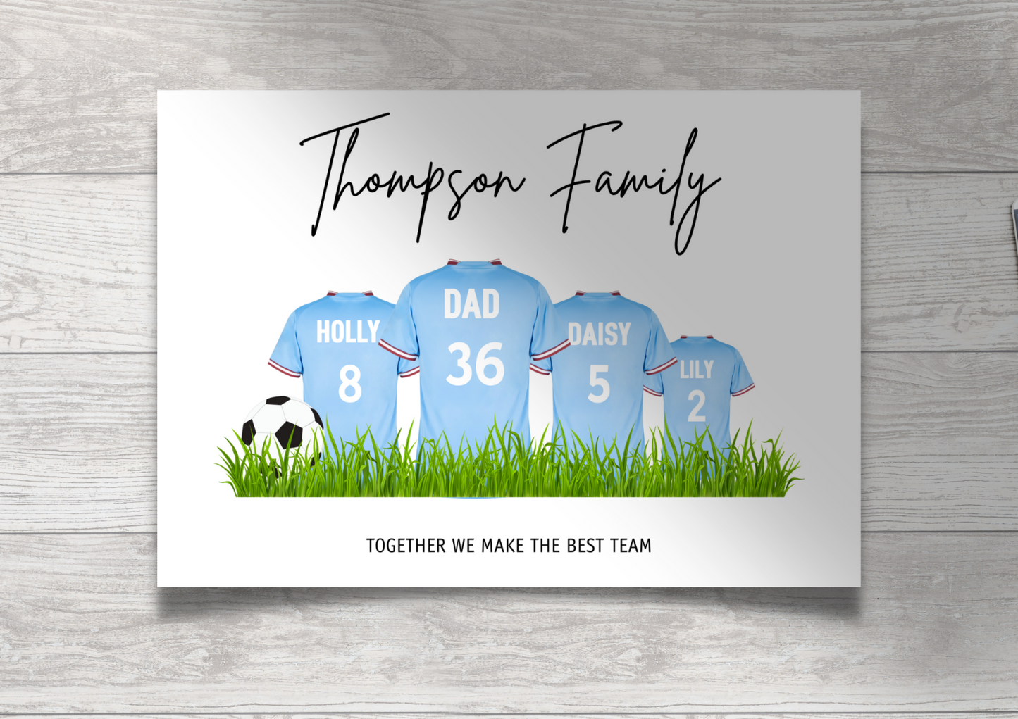 Personalised Football Family Print / MCFC Family Print / Manchester City Print