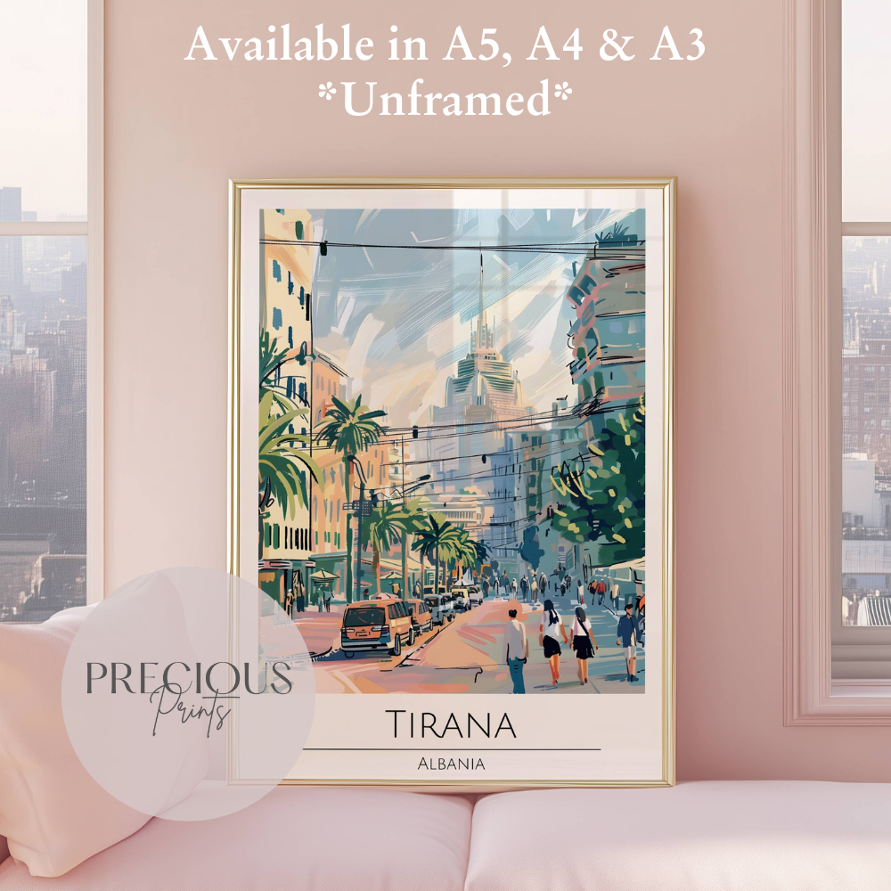 Albania, Tirana  Travel Print Poster / Vintage Wall Art / A5 A4 A3