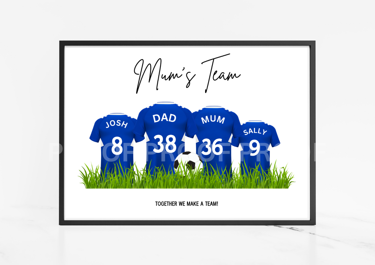Personalised Football Family Print / Everton Family Print Mothers Fathers Day