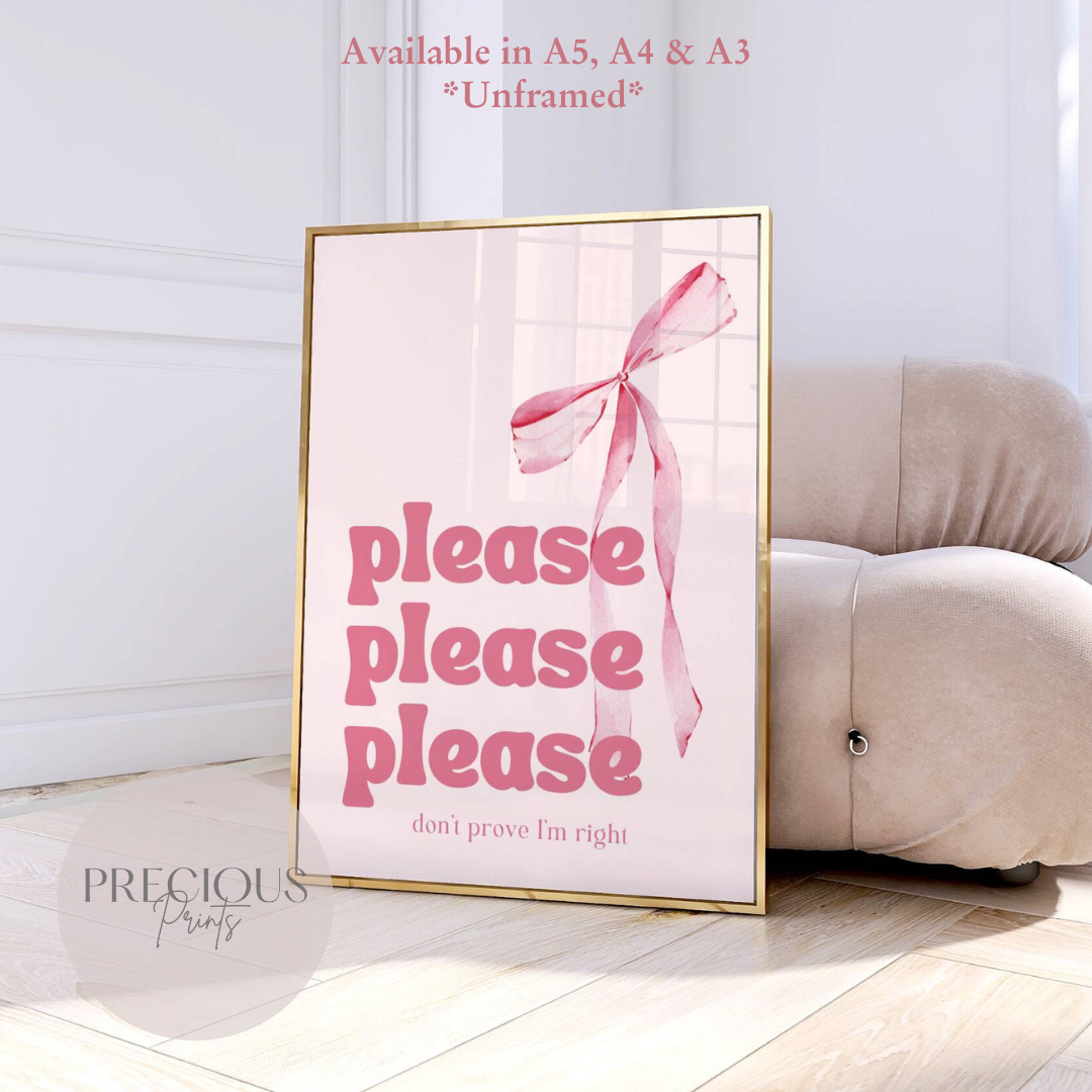 Please Please Sabrina Carpenter Lyric Print / Music Poster / A5 A4 A3 Unframed