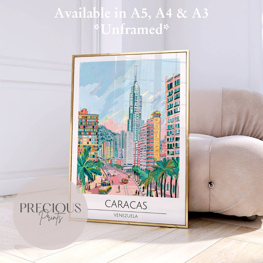 Venezuela, Caracas Travel Print Poster / Vintage Wall Art / A5 A4 A3 / Unframed