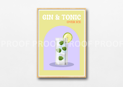 Colourful Cocktail Posters / Preppy Wall Art / A5 A4 A3 Unframed