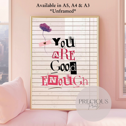 Positive preppy quote wall art print Trendy Retro Poster A5 A4 A3 Unframed