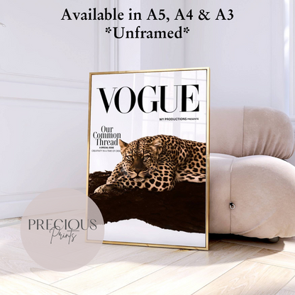 Vogue Leopard Cheetah Print Luxury Poster Preppy A5 A4 A3 Designer Wall Art