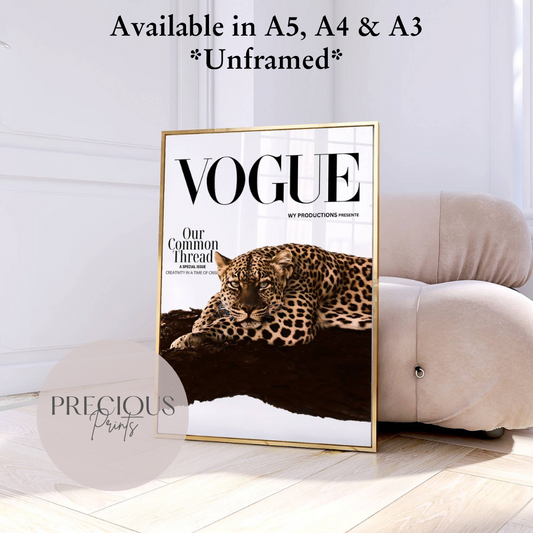 Vogue Leopard Cheetah Print Luxury Poster Preppy A5 A4 A3 Designer Wall Art
