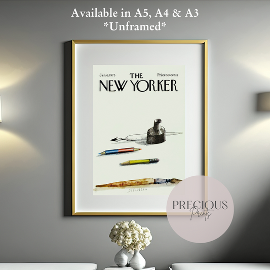 The New Yorker 6 January 1975 Print Vintage Wall Art Saul Steinberg