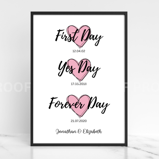 Personalised Valentine Anniversary Day we met Print Wedding A5 A4 A3