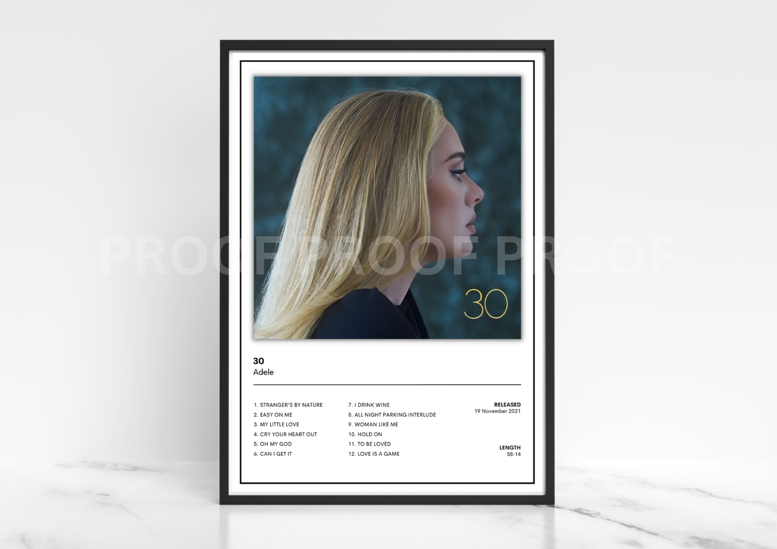 Adele 30 Album Cover Poster / Music Poster / Music Gift / A5 A4 A3