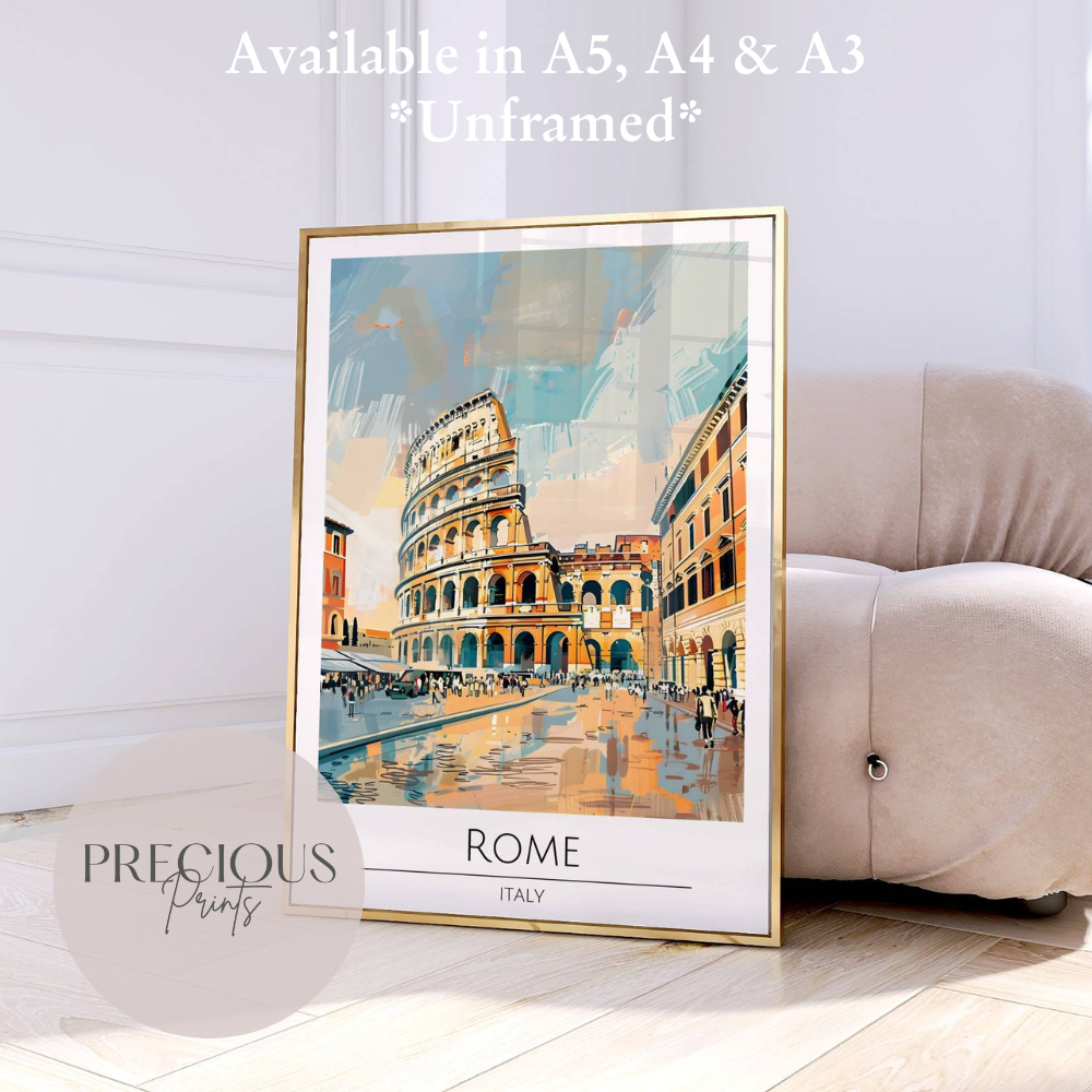 Italy - Rome Travel Print Poster / Vintage Wall Art / Giclee A5 A4 A3