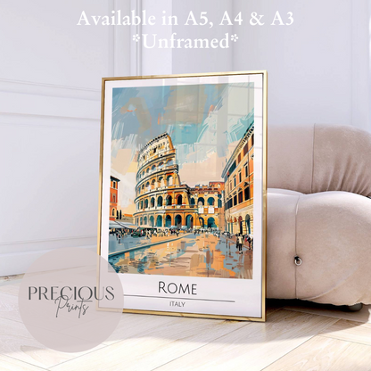 Italy - Rome Travel Print Poster / Vintage Wall Art / Giclee A5 A4 A3
