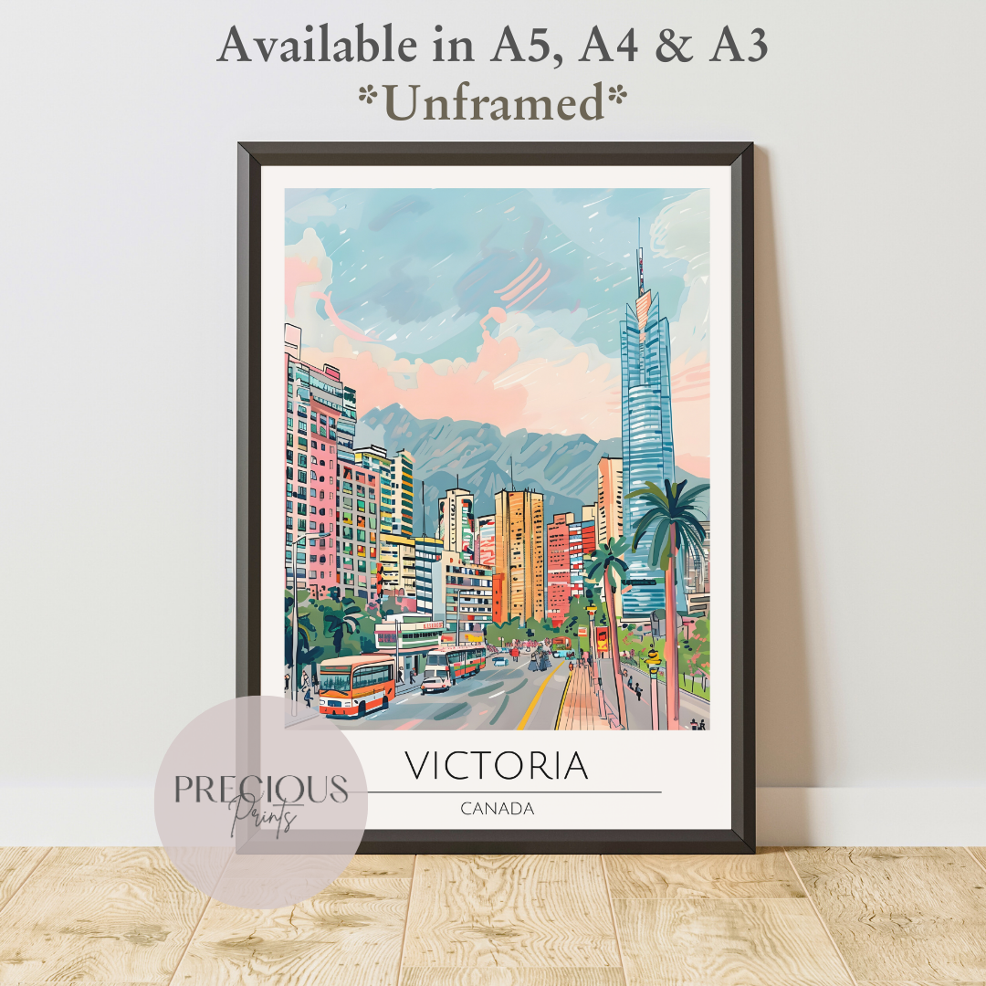 Canada, Victoria Travel Print Poster / Vintage Wall Art / A5 A4 A3 / Unframed