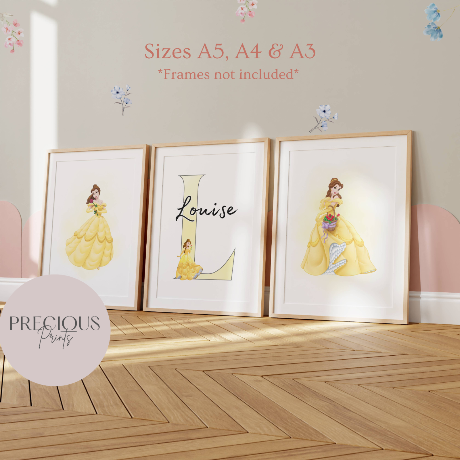 Set of 3 Personalised bedroom Prints / Princess Unframed A5 A4 A3