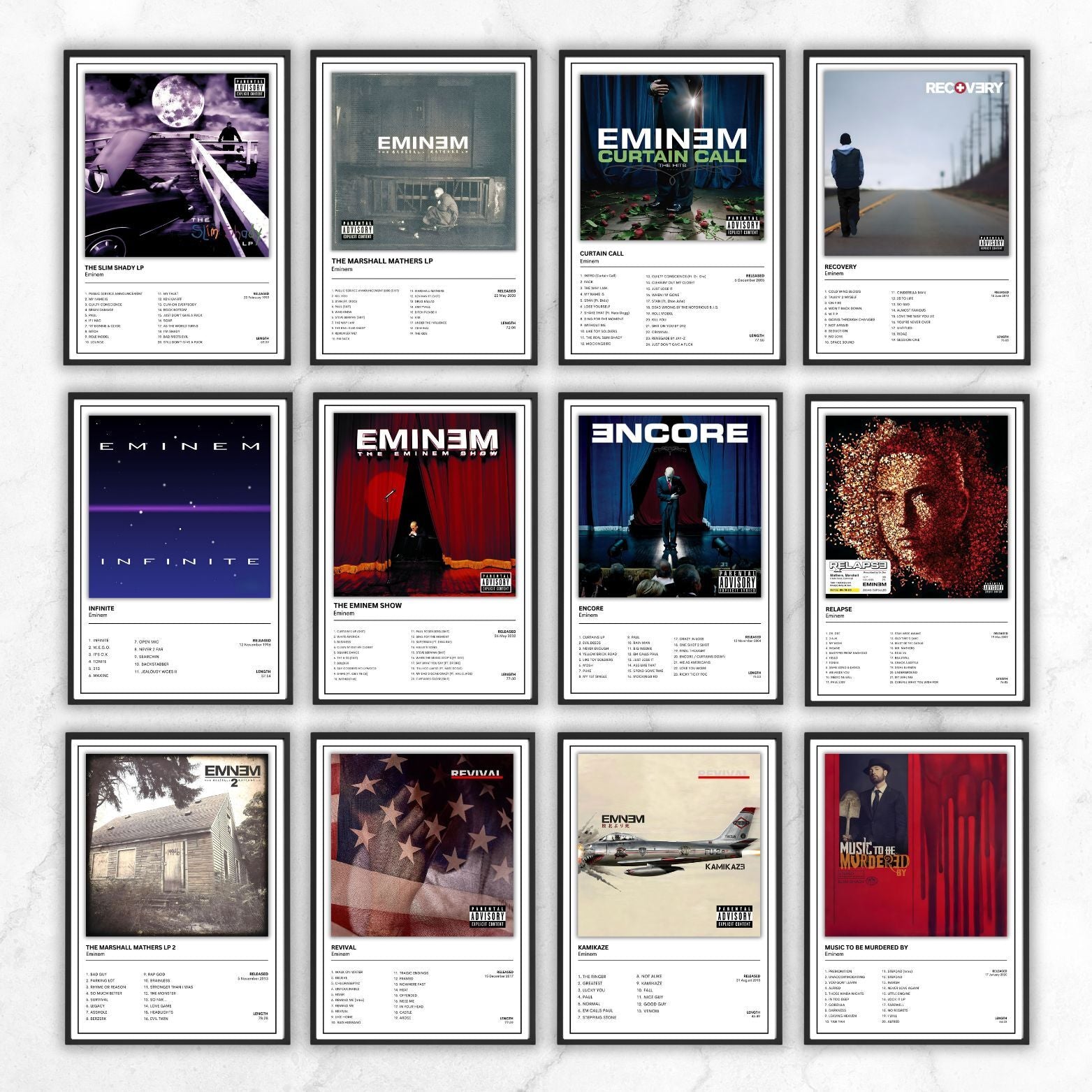 Eminem Album Cover Poster Unframed A5 A4 A3 The Full Collection