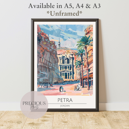 Jordan - Petra Travel Print Poster / Vintage Wall Art / A5 A4 A3