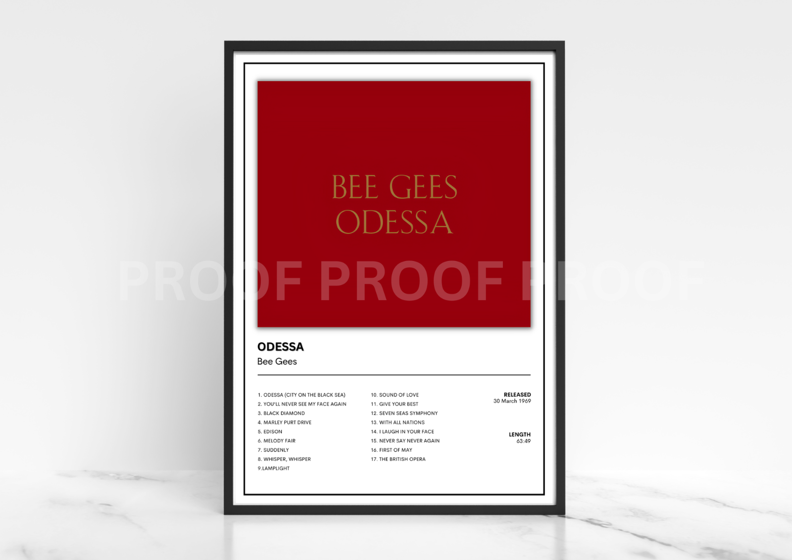 Bee Gees Odessa Album Single Cover Poster / Music Gift