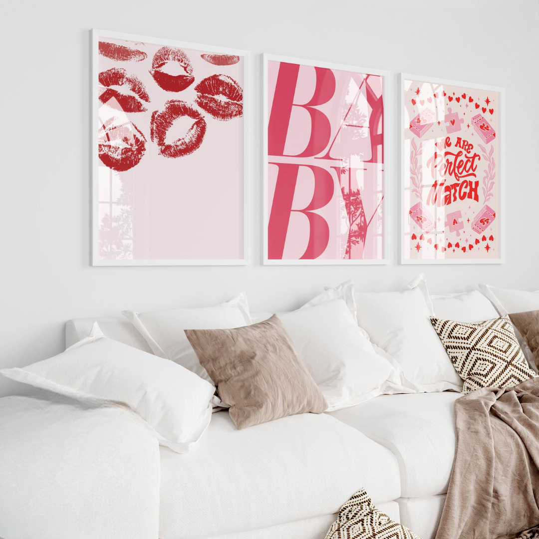 Set of 3 Romantic Preppy Art Prints